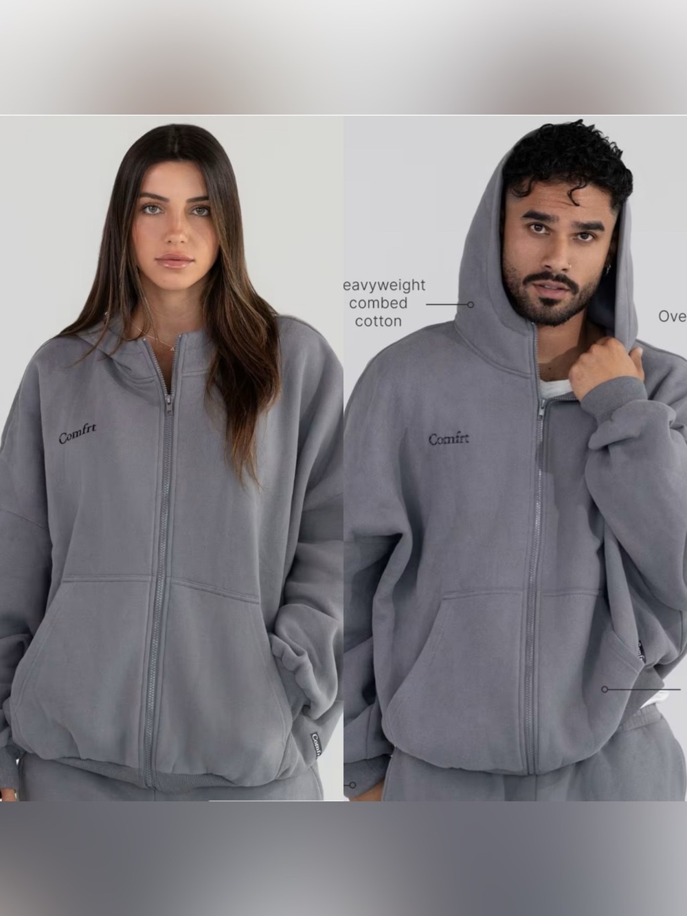 Comfrt Cloud Zip Hoodie- Wolf Grey